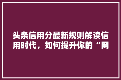 头条信用分最新规则解读信用时代，如何提升你的“网络身份证” 必应SEO