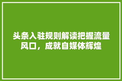 头条入驻规则解读把握流量风口，成就自媒体辉煌 必应SEO