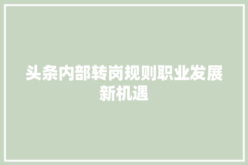 头条内部转岗规则职业发展新机遇 GoogleSEO