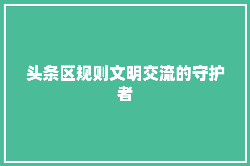 头条区规则文明交流的守护者 百度SEO