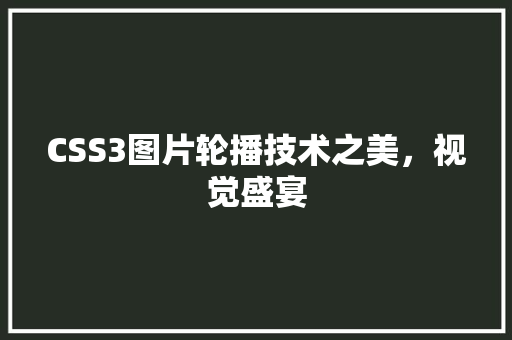 CSS3图片轮播技术之美，视觉盛宴 神马SEO