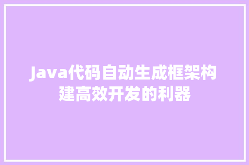 Java代码自动生成框架构建高效开发的利器 必应SEO
