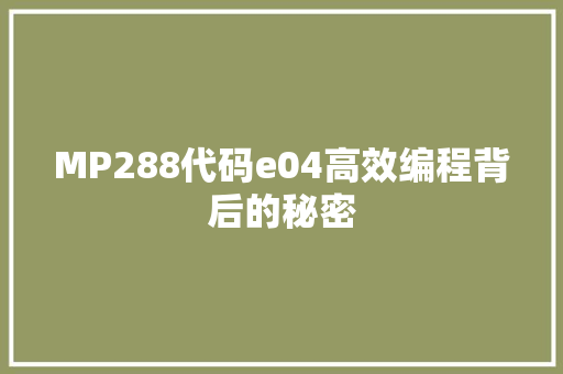 MP288代码e04高效编程背后的秘密 神马SEO