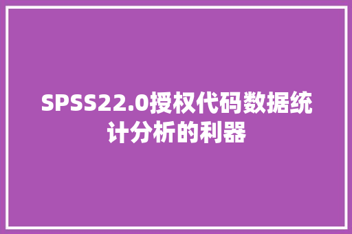 SPSS22.0授权代码数据统计分析的利器