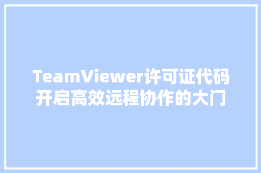 TeamViewer许可证代码开启高效远程协作的大门 必应SEO