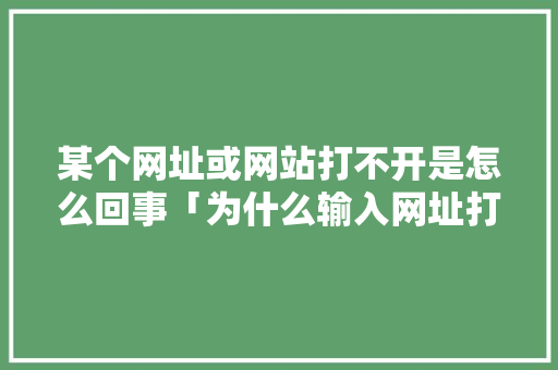 某个网址或网站打不开是怎么回事「为什么输入网址打不开,会跳出谷歌网页」 某个网址或网站打不开是怎么回事「为什么输入网址打不开,会跳出谷歌网页」 搜狗SEO