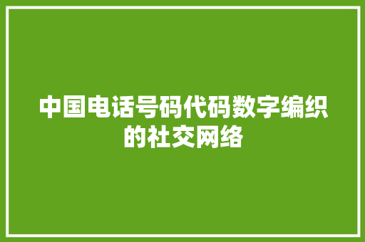 中国电话号码代码数字编织的社交网络 必应SEO