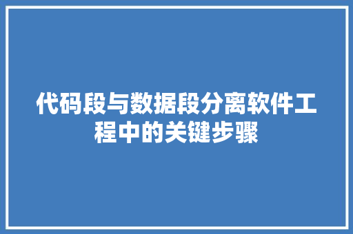 代码段与数据段分离软件工程中的关键步骤 必应SEO