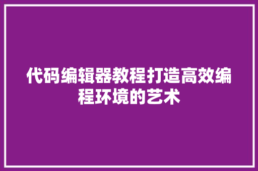 代码编辑器教程打造高效编程环境的艺术 GoogleSEO