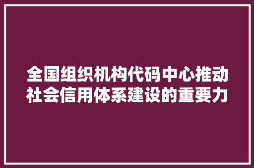 全国组织机构代码中心推动社会信用体系建设的重要力量 GoogleSEO