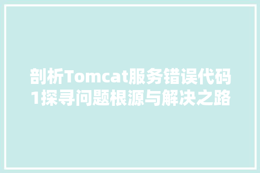 剖析Tomcat服务错误代码1探寻问题根源与解决之路 GoogleSEO