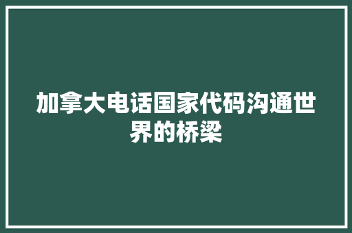 加拿大电话国家代码沟通世界的桥梁 必应SEO