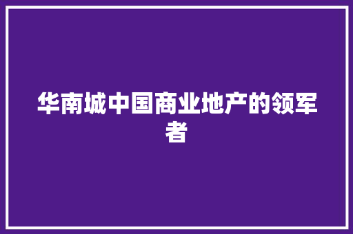 华南城中国商业地产的领军者 百度SEO