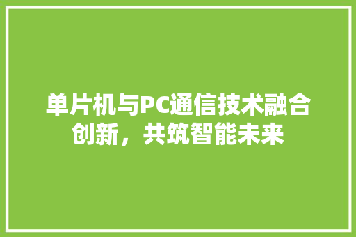 单片机与PC通信技术融合创新，共筑智能未来 神马SEO