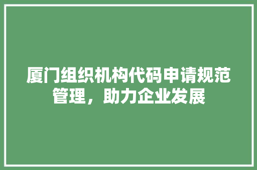 厦门组织机构代码申请规范管理，助力企业发展 GoogleSEO