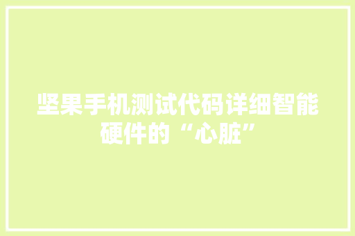 坚果手机测试代码详细智能硬件的“心脏” 百度SEO