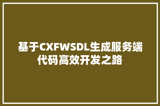 基于CXFWSDL生成服务端代码高效开发之路 必应SEO