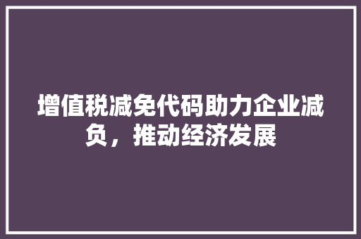 增值税减免代码助力企业减负，推动经济发展 GoogleSEO