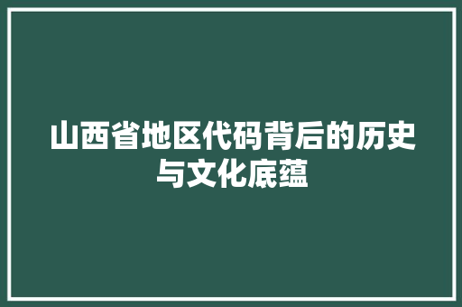 山西省地区代码背后的历史与文化底蕴 GoogleSEO