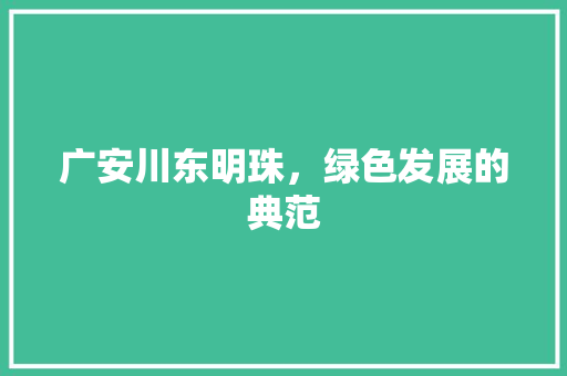 广安川东明珠，绿色发展的典范 必应SEO