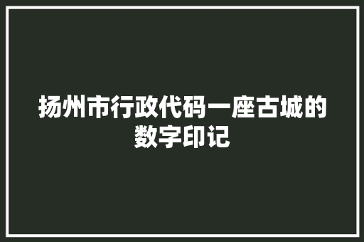 扬州市行政代码一座古城的数字印记 GoogleSEO