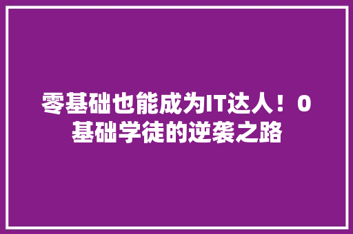 零基础也能成为IT达人！0基础学徒的逆袭之路 必应SEO