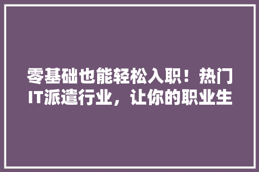 零基础也能轻松入职！热门IT派遣行业，让你的职业生涯起飞！ 百度SEO