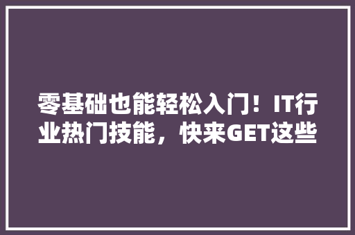 零基础也能轻松入门！IT行业热门技能，快来GET这些超适用方法！ 百度SEO