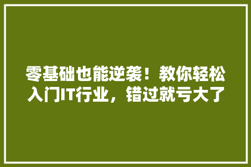 零基础也能逆袭！教你轻松入门IT行业，错过就亏大了！ GoogleSEO