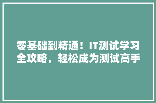 零基础到精通！IT测试学习全攻略，轻松成为测试高手 必应SEO