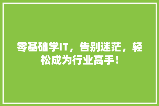 零基础学IT，告别迷茫，轻松成为行业高手！ 百度SEO