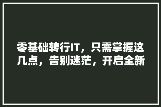 零基础转行IT，只需掌握这几点，告别迷茫，开启全新职业人生！ 必应SEO