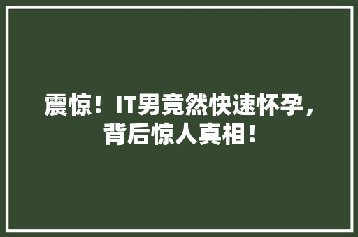震惊！IT男竟然快速怀孕，背后惊人真相！ 搜狗SEO