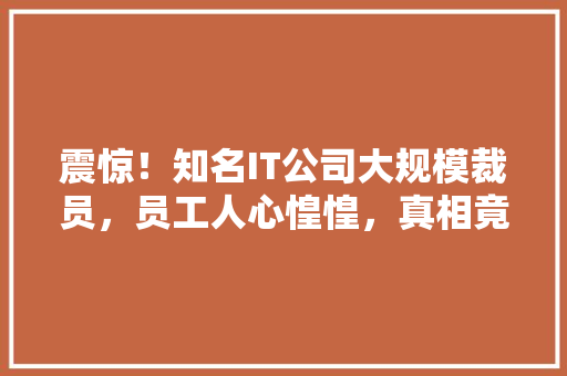 震惊！知名IT公司大规模裁员，员工人心惶惶，真相竟如此残酷！ GoogleSEO