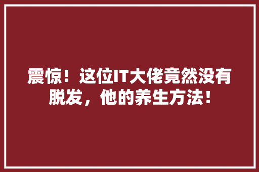 震惊！这位IT大佬竟然没有脱发，他的养生方法！ 必应SEO