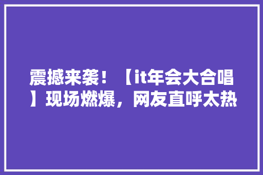 震撼来袭！【it年会大合唱】现场燃爆，网友直呼太热血了！ 必应SEO
