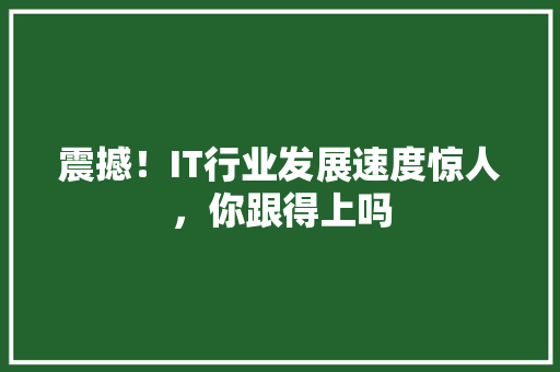 震撼！IT行业发展速度惊人，你跟得上吗 GoogleSEO