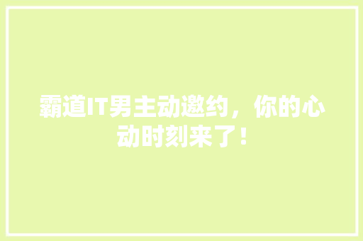 霸道IT男主动邀约，你的心动时刻来了！