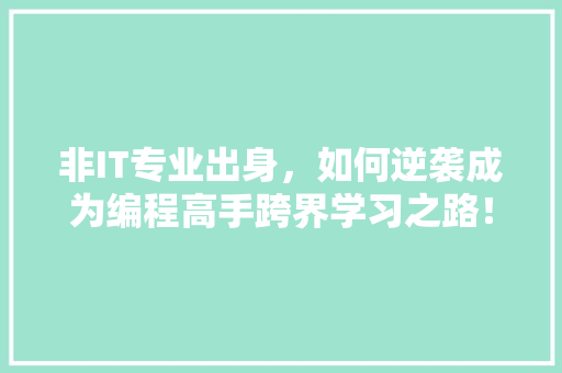 非IT专业出身，如何逆袭成为编程高手跨界学习之路！ GoogleSEO