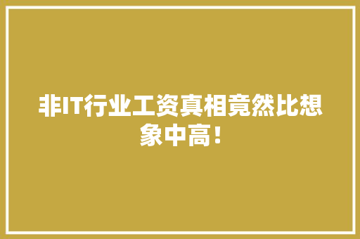 非IT行业工资真相竟然比想象中高！ 必应SEO