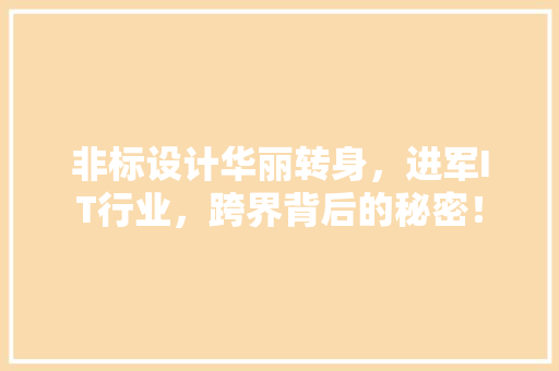 非标设计华丽转身，进军IT行业，跨界背后的秘密！ 神马SEO