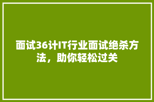 面试36计IT行业面试绝杀方法，助你轻松过关 GoogleSEO