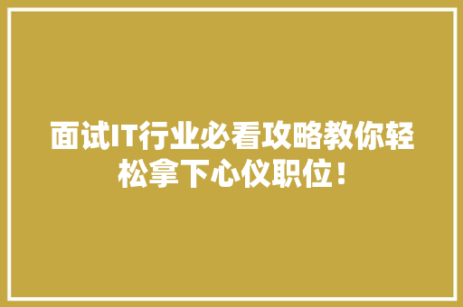 面试IT行业必看攻略教你轻松拿下心仪职位！ 必应SEO
