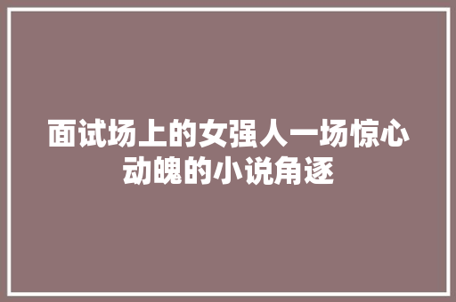 面试场上的女强人一场惊心动魄的小说角逐 搜狗SEO