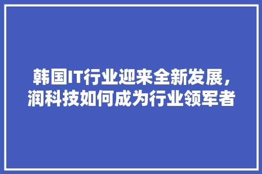韩国IT行业迎来全新发展，润科技如何成为行业领军者 必应SEO