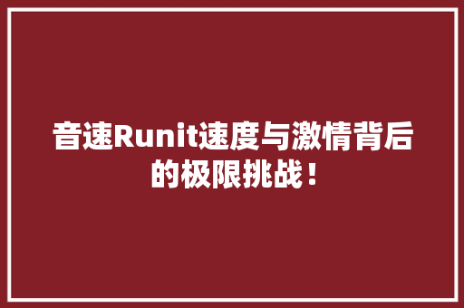 音速Runit速度与激情背后的极限挑战！ 神马SEO