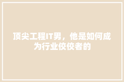 顶尖工程IT男，他是如何成为行业佼佼者的 百度SEO