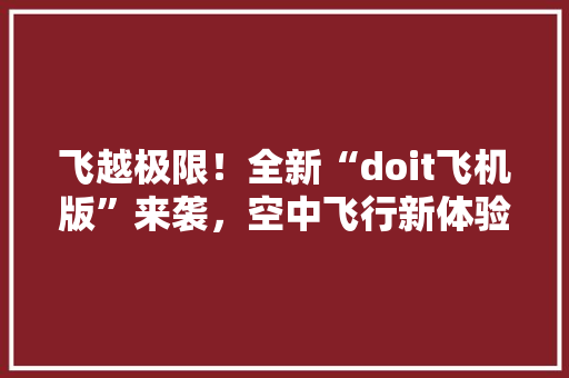飞越极限！全新“doit飞机版”来袭，空中飞行新体验 神马SEO