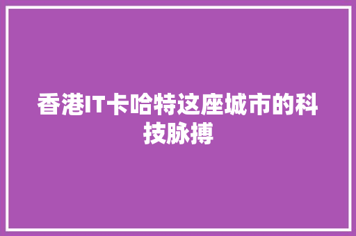 香港IT卡哈特这座城市的科技脉搏 搜狗SEO
