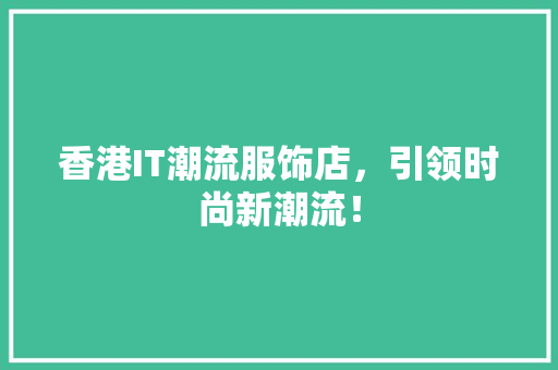 香港IT潮流服饰店，引领时尚新潮流！ GoogleSEO